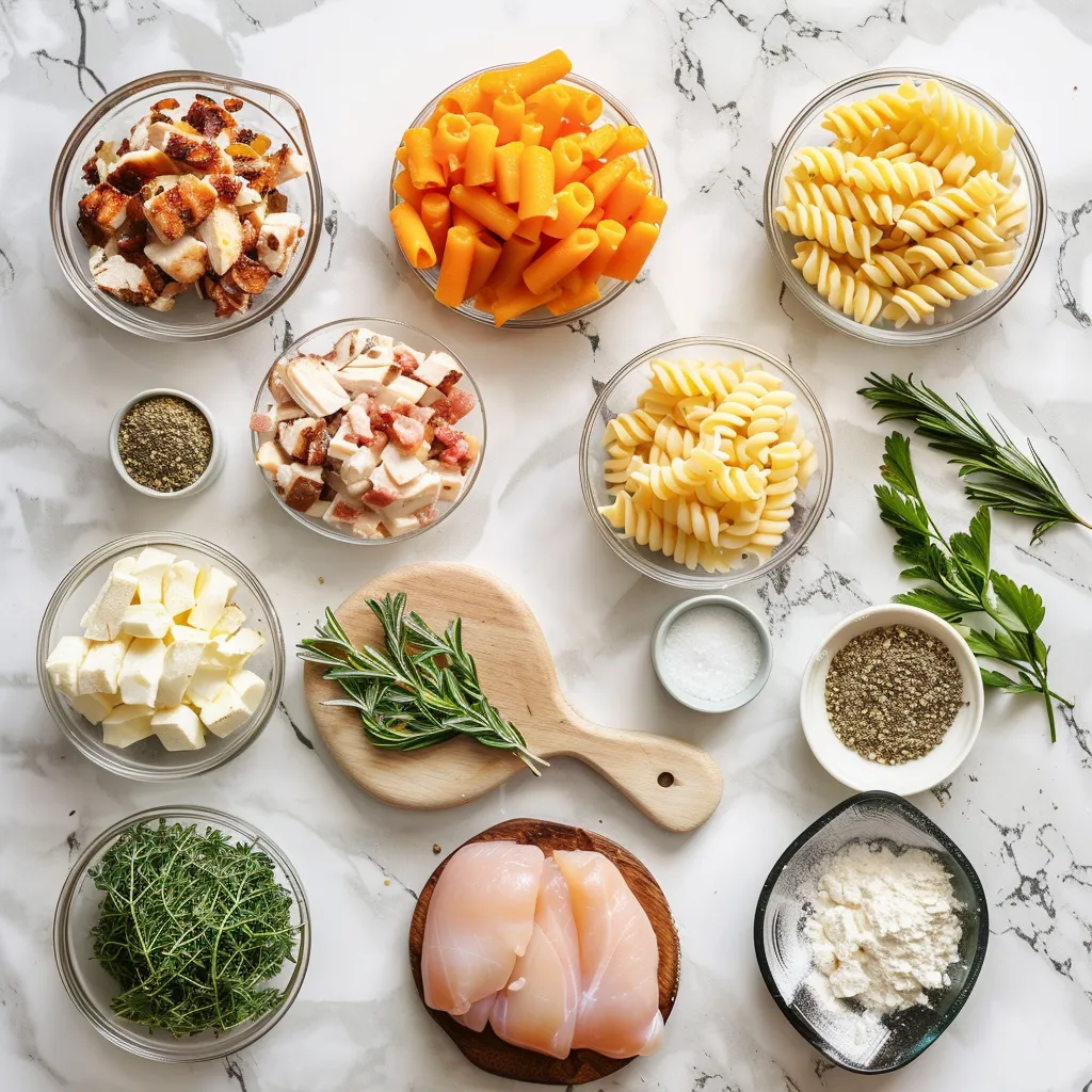 Delightful Creamy Chicken and Bacon Pasta Recipe ingredients