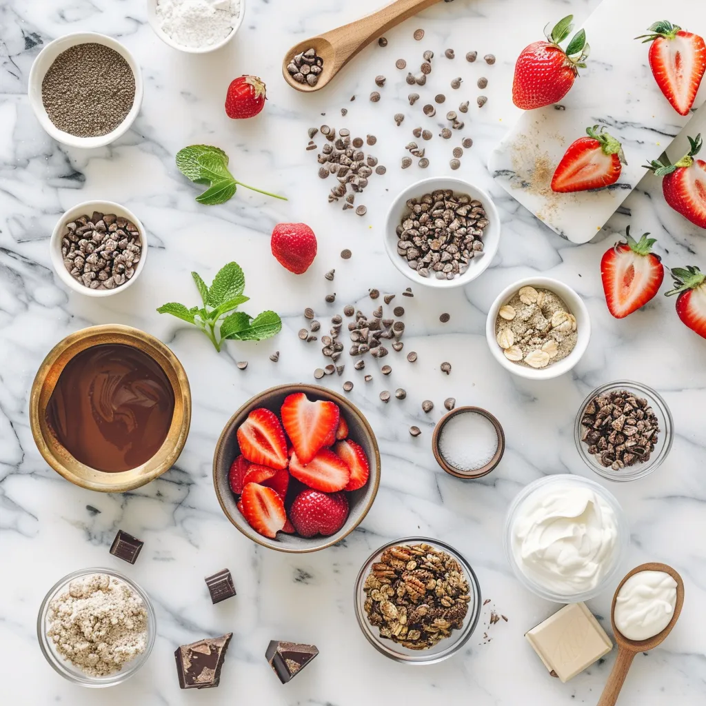 Juicy Chocolate Strawberry Yogurt Clusters Recipe ingredients