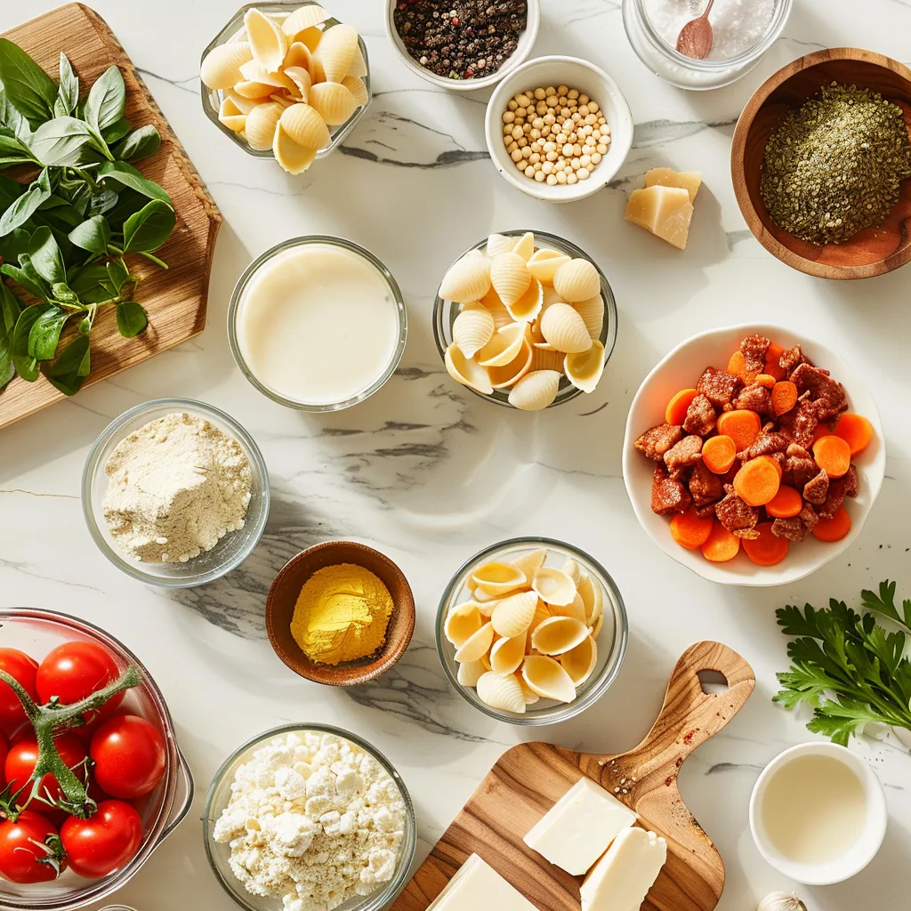Creamy Beef and Shells Recipe for Dinner ingredients