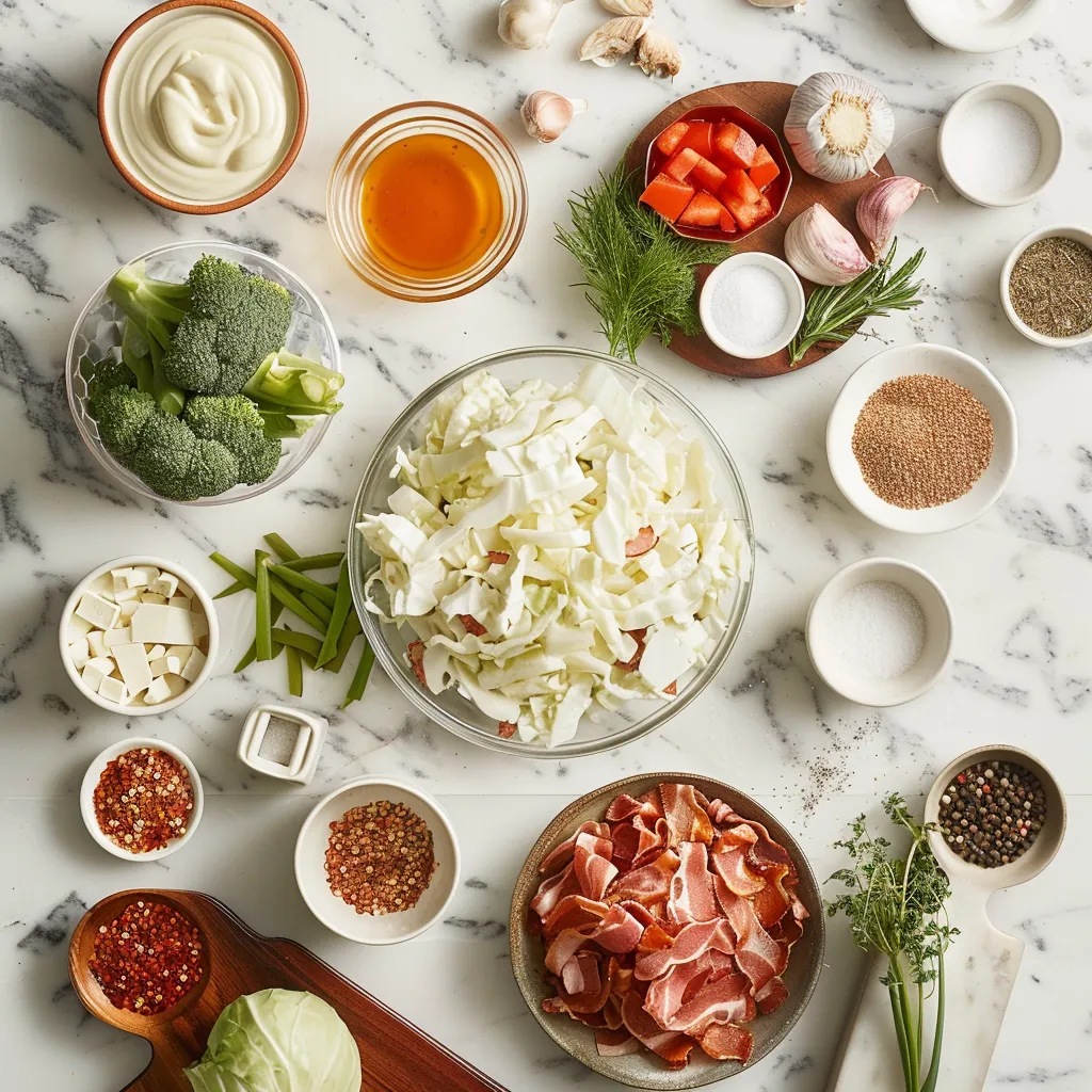 Savory Warm Bacon and Cabbage Salad ingredients