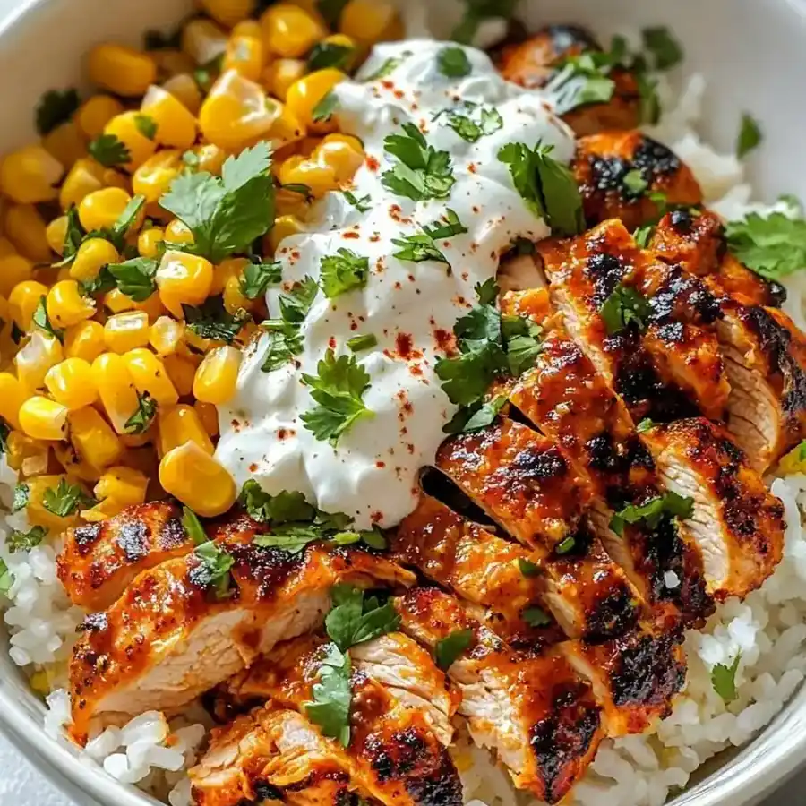 The Easiest Ultimate Street Corn Chicken Rice Bowl: Flavorful & Easy
