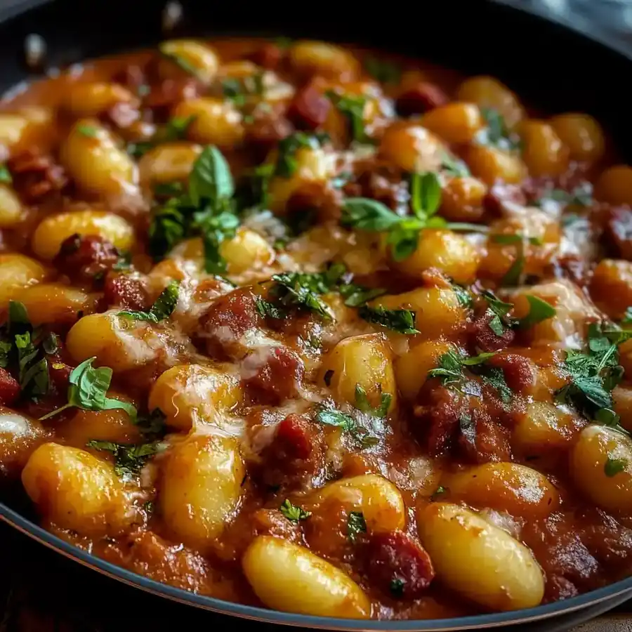 Pin This Gnocchi with Chorizo & Creamy Harissa Sauce – 30‑Minute