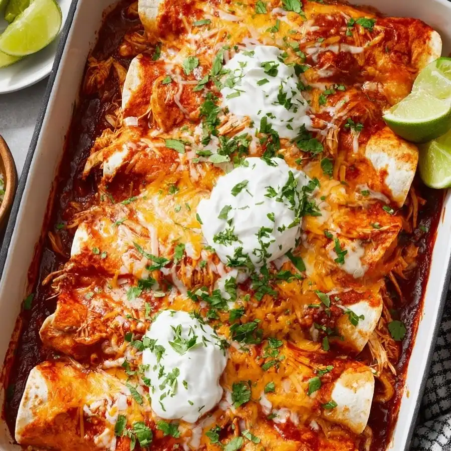 Cheesy Chicken Enchiladas with Cilantro & Lime - Quick & Delicious