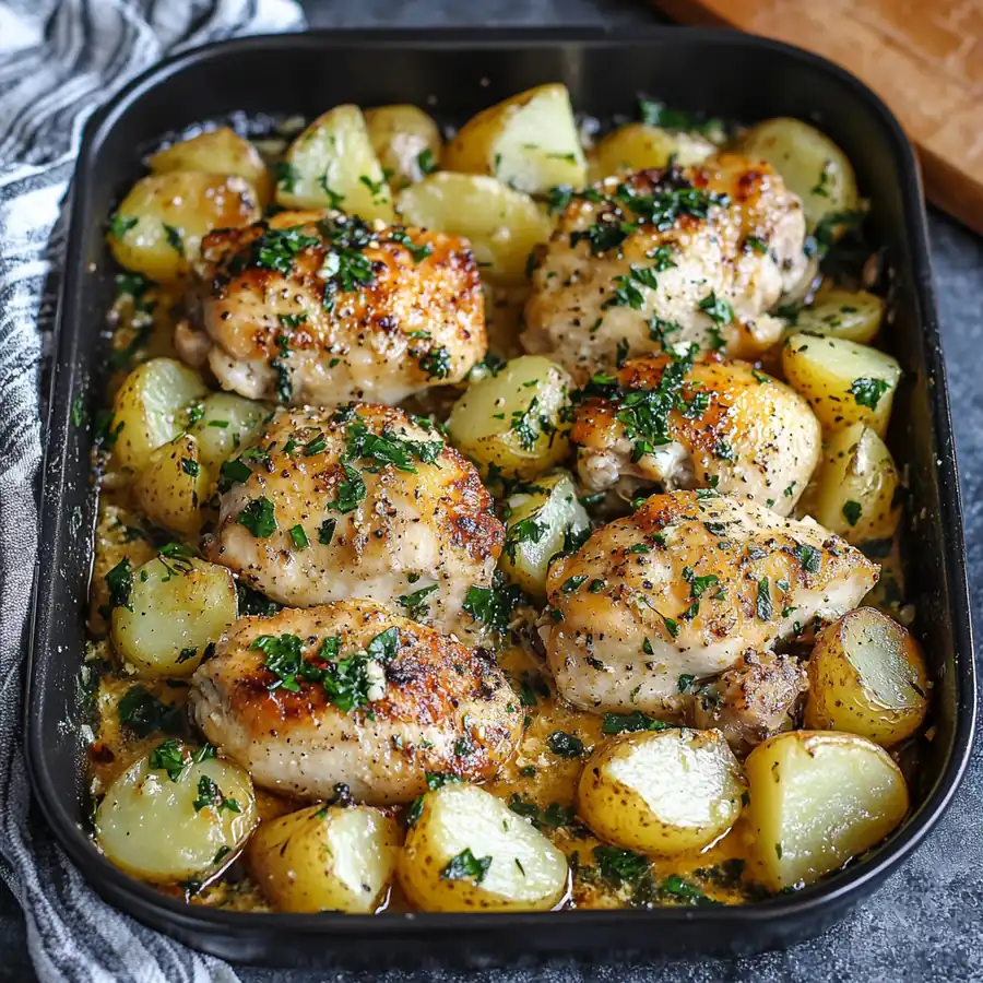Viral Garlic Parmesan Chicken & Potatoes: Crispy One-Pan Delight Recipe —