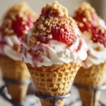 Strawberry Crunch Cheesecake Cones: A Gourmet Dessert Twist