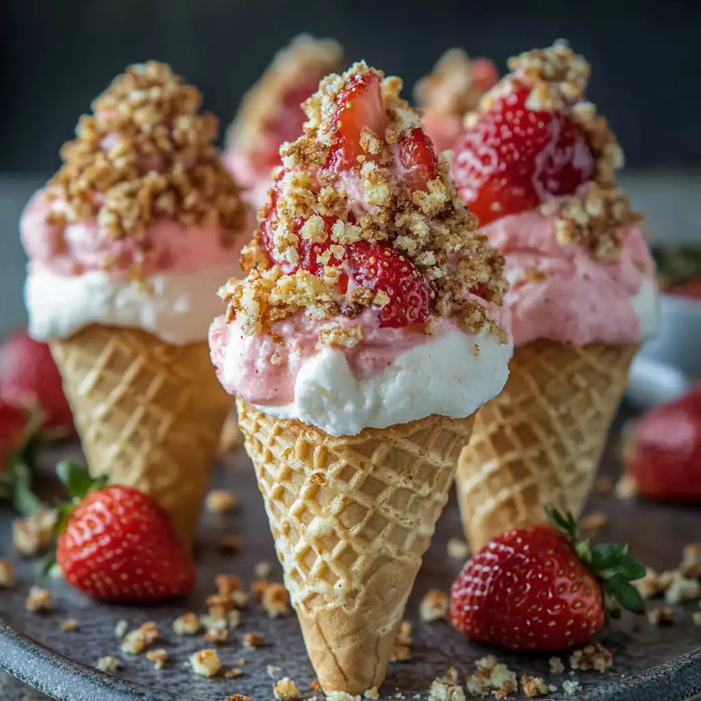 Strawberry Crunch Cheesecake Cones: A Gourmet Dessert Twist