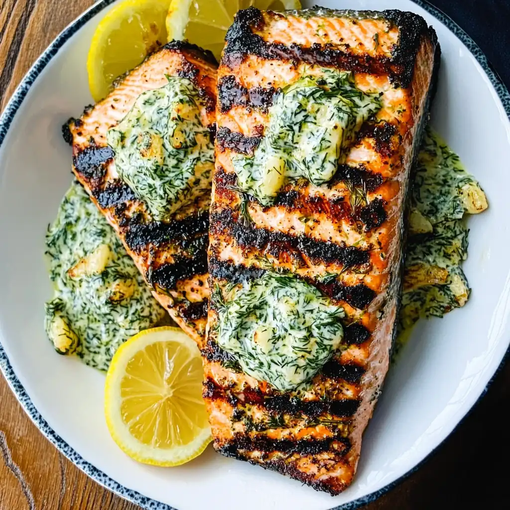 Juicy Grilled Salmon with a Zesty Lemon Dill Butter