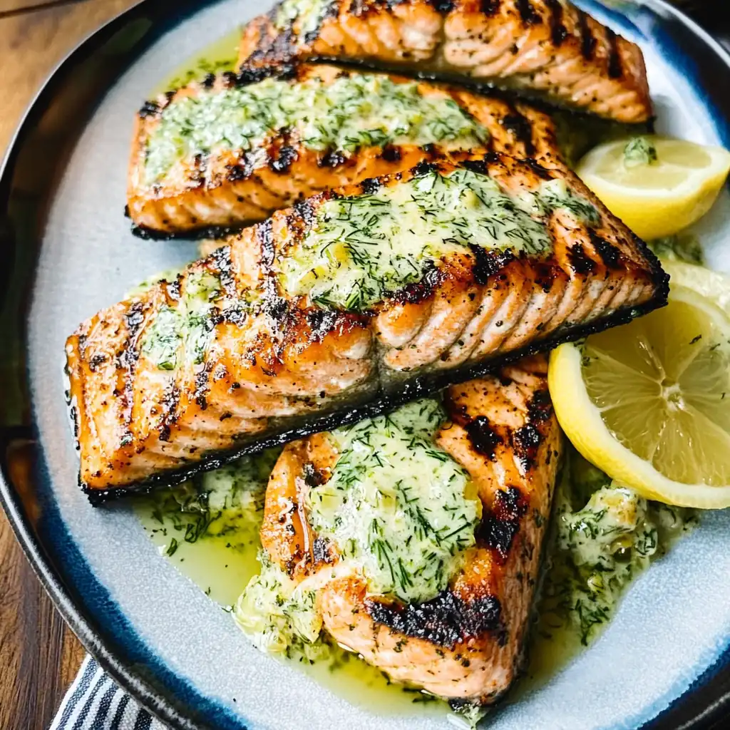 Juicy Grilled Salmon with a Zesty Lemon Dill Butter