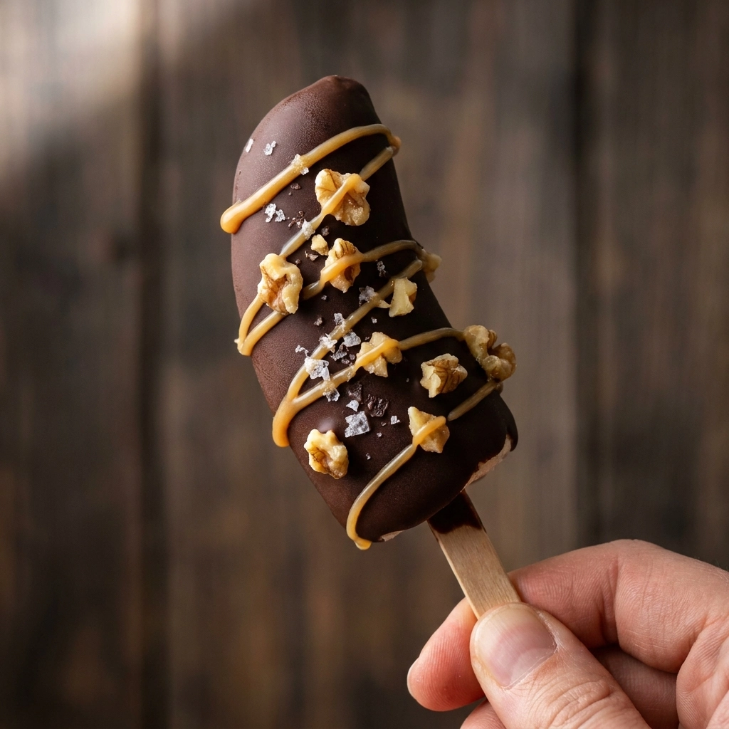 Chocolate Covered Frozen Bananas with Caramel and Walnuts | Easy Frozen Dessert