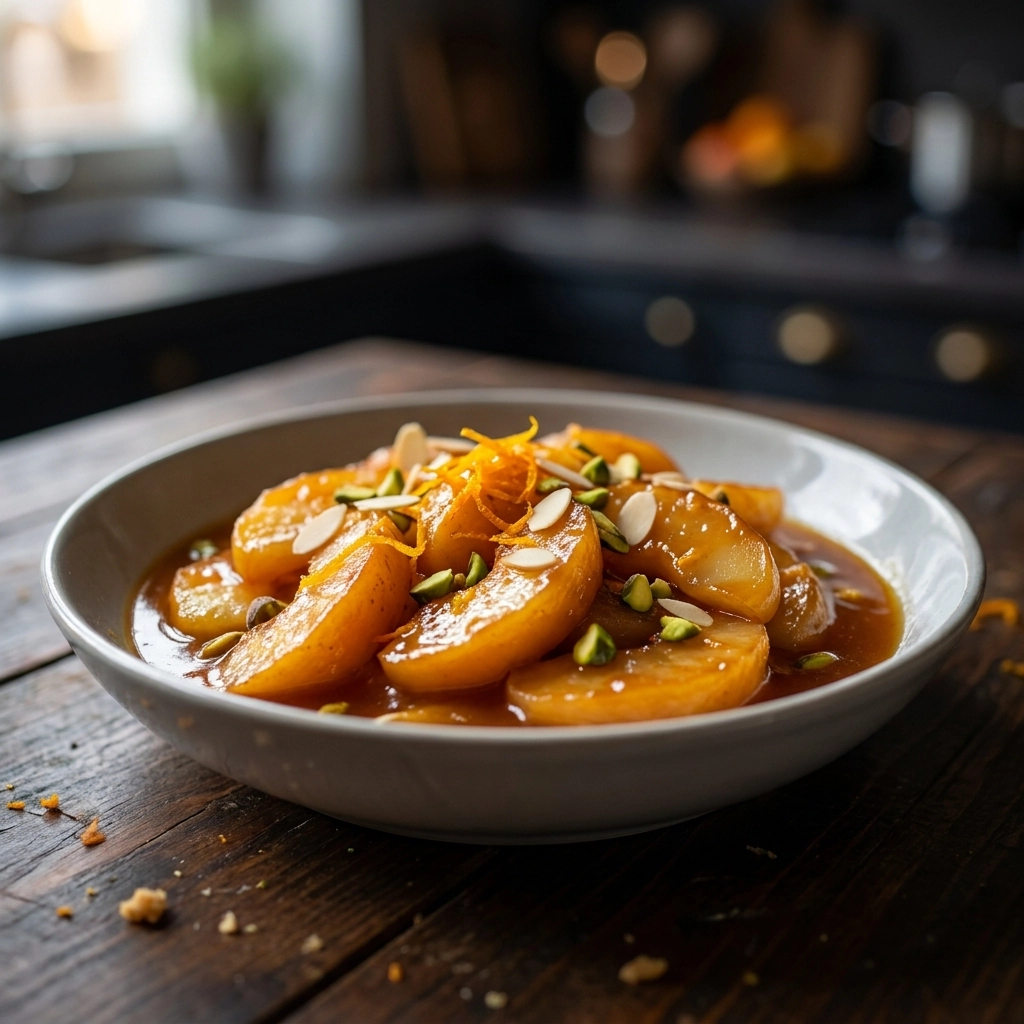 Slow Cooker Fried Apples With Orange Cardamom Caramel Drizzle | Easy Fall Dessert