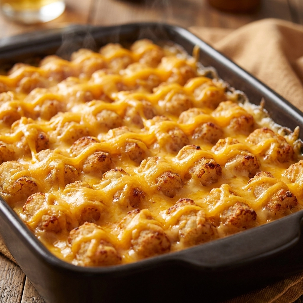 Original Tater Tot Casserole Recipe With Pepper Jack Lattice | Easy Family Dinner