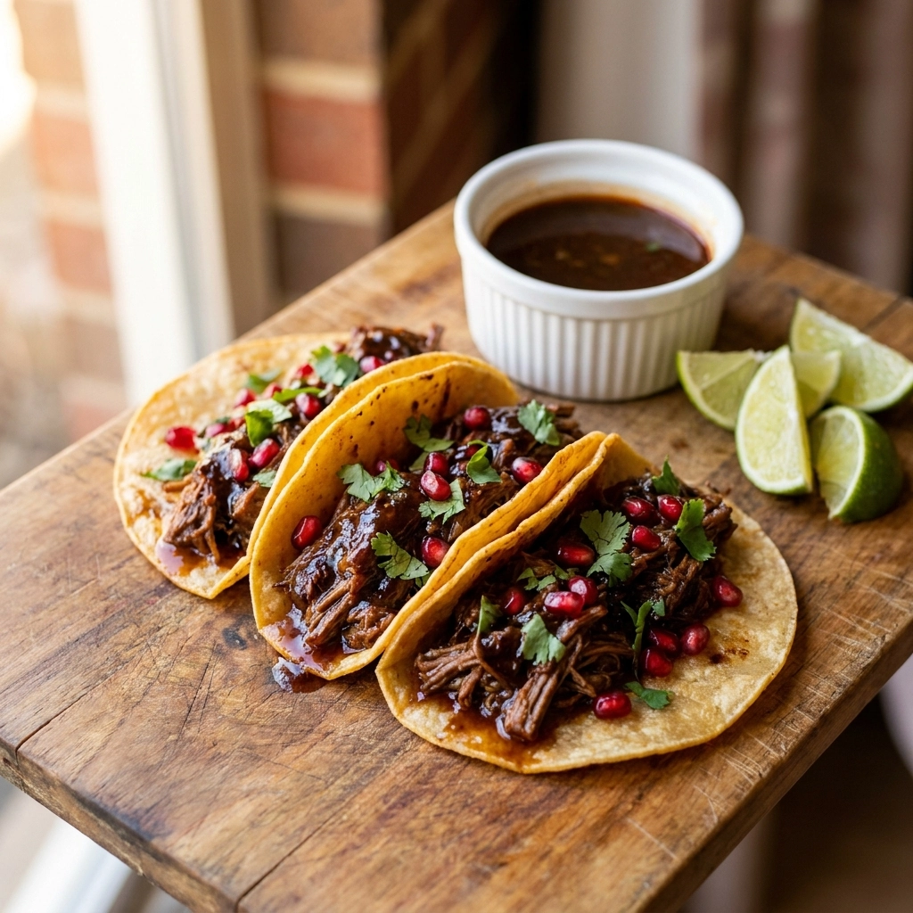 Crock Pot Birria Tacos With Pomegranate Molasses Caramelized Onion Glaze | Easy Slow