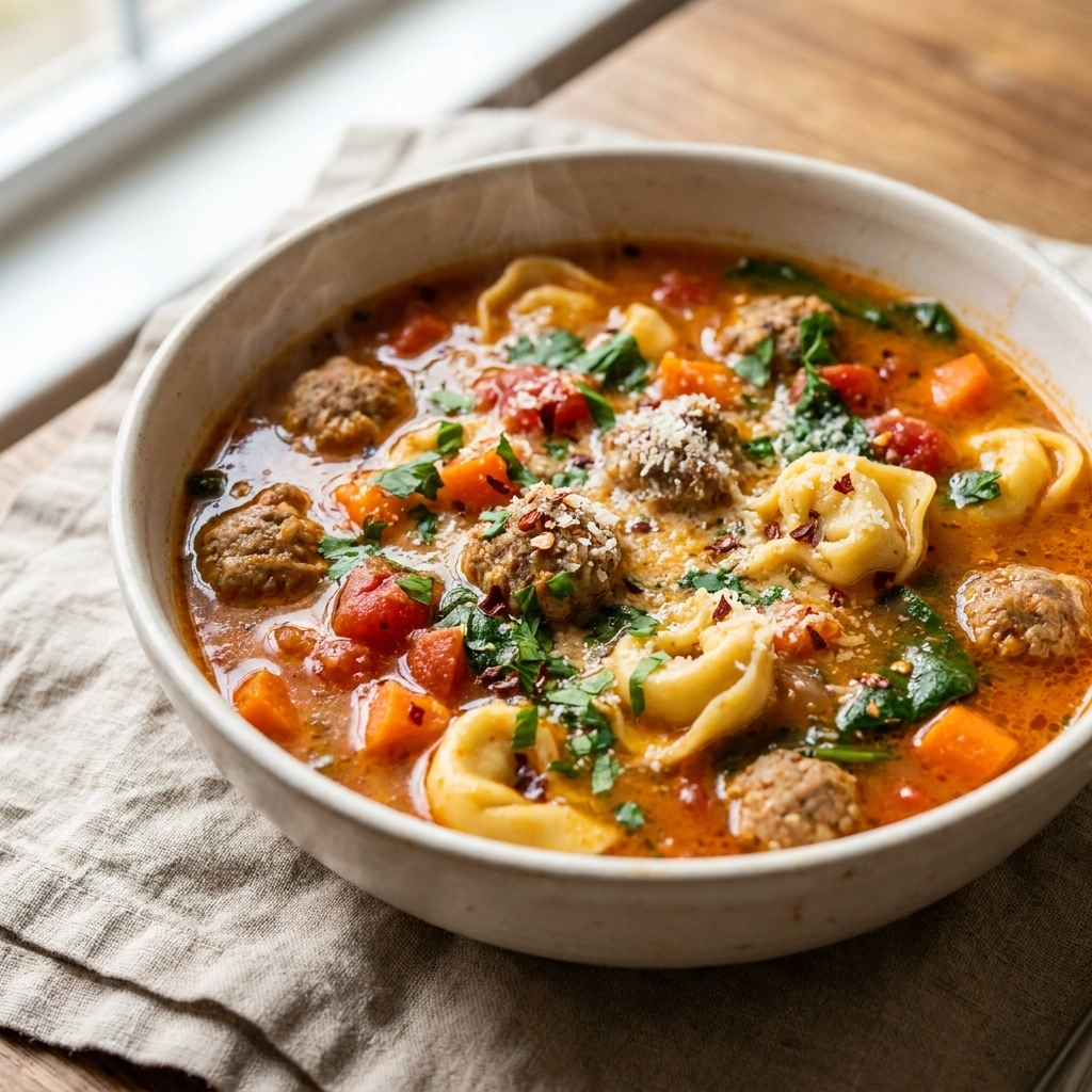 Creamy Crockpot Sausage Tortellini Soup Recipe for Easy Cozy Nights | Slow Cooker Soup