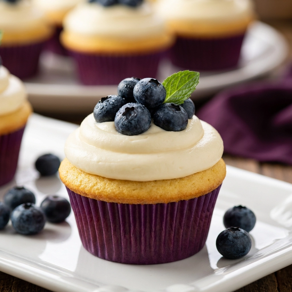 Decadent White Chocolate Blueberry Cheesecake Cupcakes | Gourmet Dessert Recipe