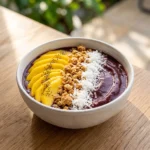 Fresh Smoothie Bowl Recipe with Acai Granola and Mango Slices: An Easy Healthy Breakfast Adventure | Tropical Smoothie Bowl