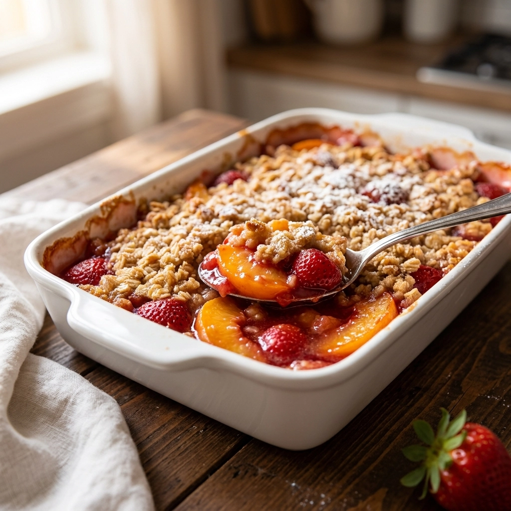 Strawberry Peach Crisp – A Warm and Comforting Dessert | Easy Summer Fruit Crisp
