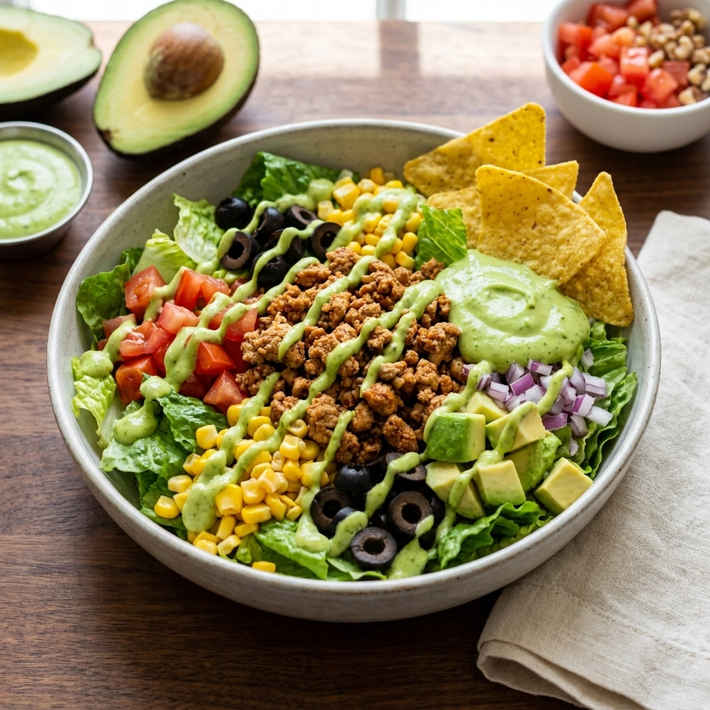 High-Protein Turkey Taco Salad with Zesty Lime Dressing | Healthy Meal Prep Lunch