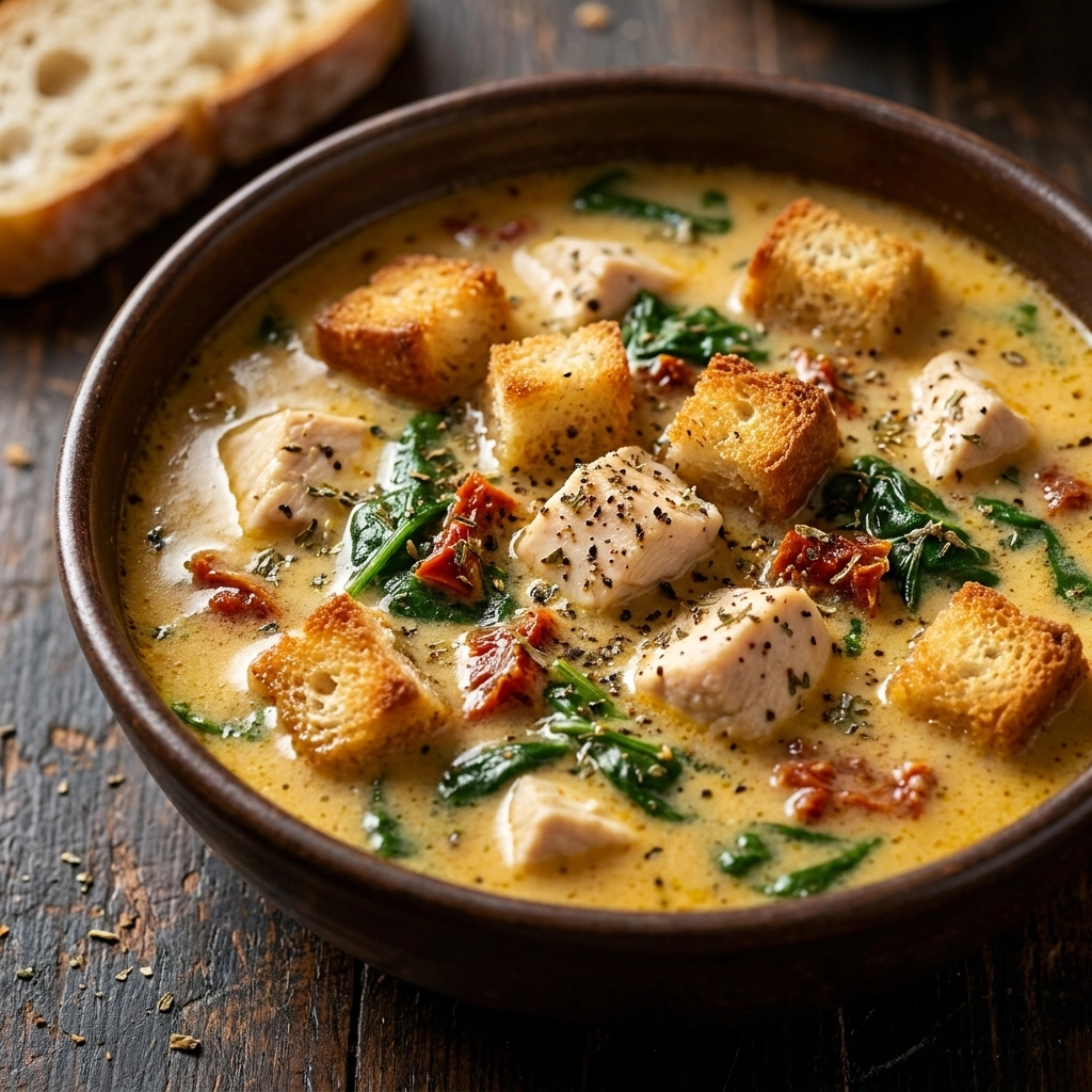 Creamy Tuscan Chicken Soup: A Comforting Bowl of Rustic Italian Flavors | Easy Dinner