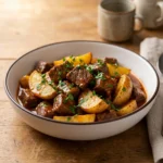 Tender Slow Cooker Garlic Butter Beef Bites and Potatoes | Easy Comfort Food Dinner