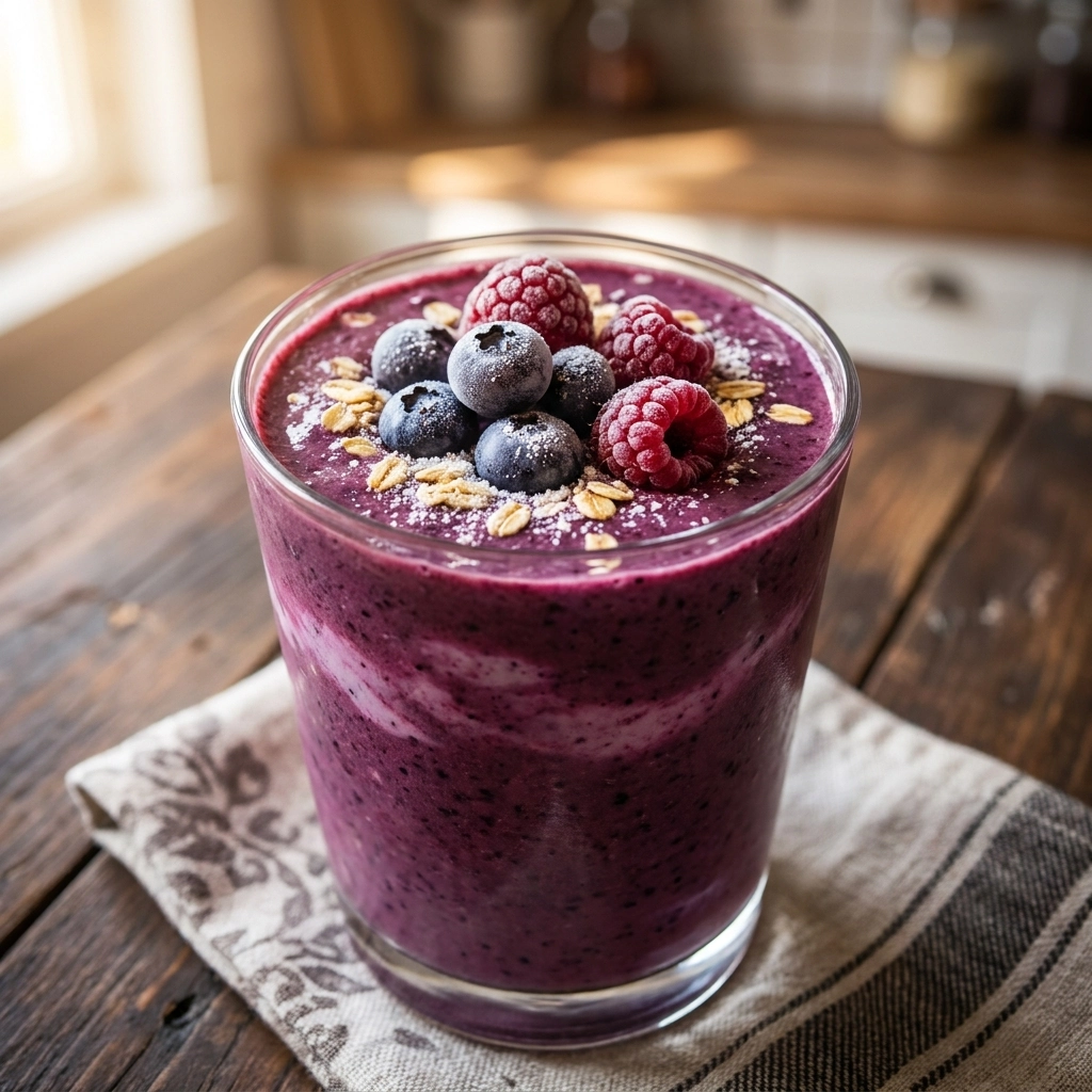 Healthy Protein Smoothie with Frozen Berries and Oats Easy Recipe for Weight Loss | Berry Breakfast Smoothie