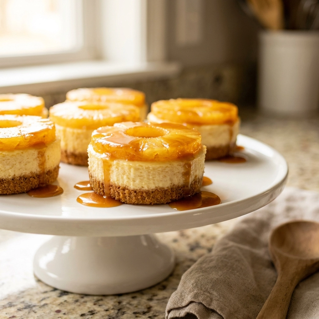 Mini Pineapple Upside-Down Cheesecakes – Tropical Delight in Every Bite! | Easy Dessert