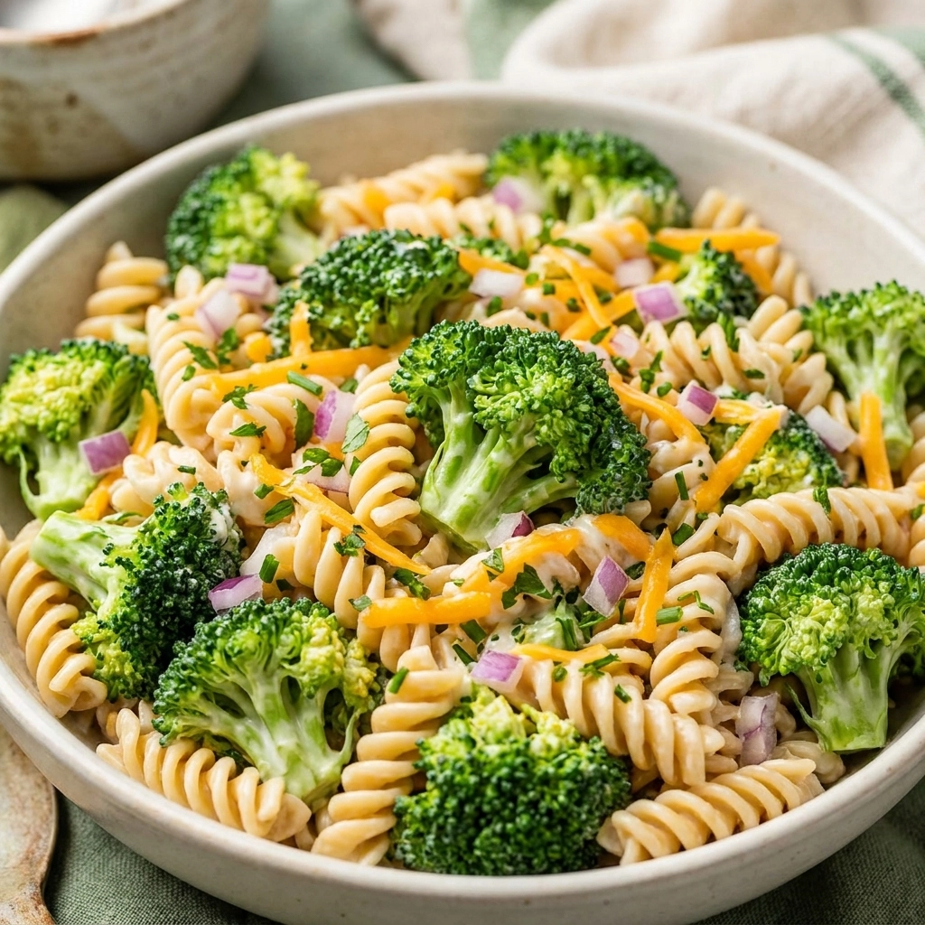 Creamy Broccoli Cheddar Pasta Salad | Easy Cheesy Pasta Salad Recipe