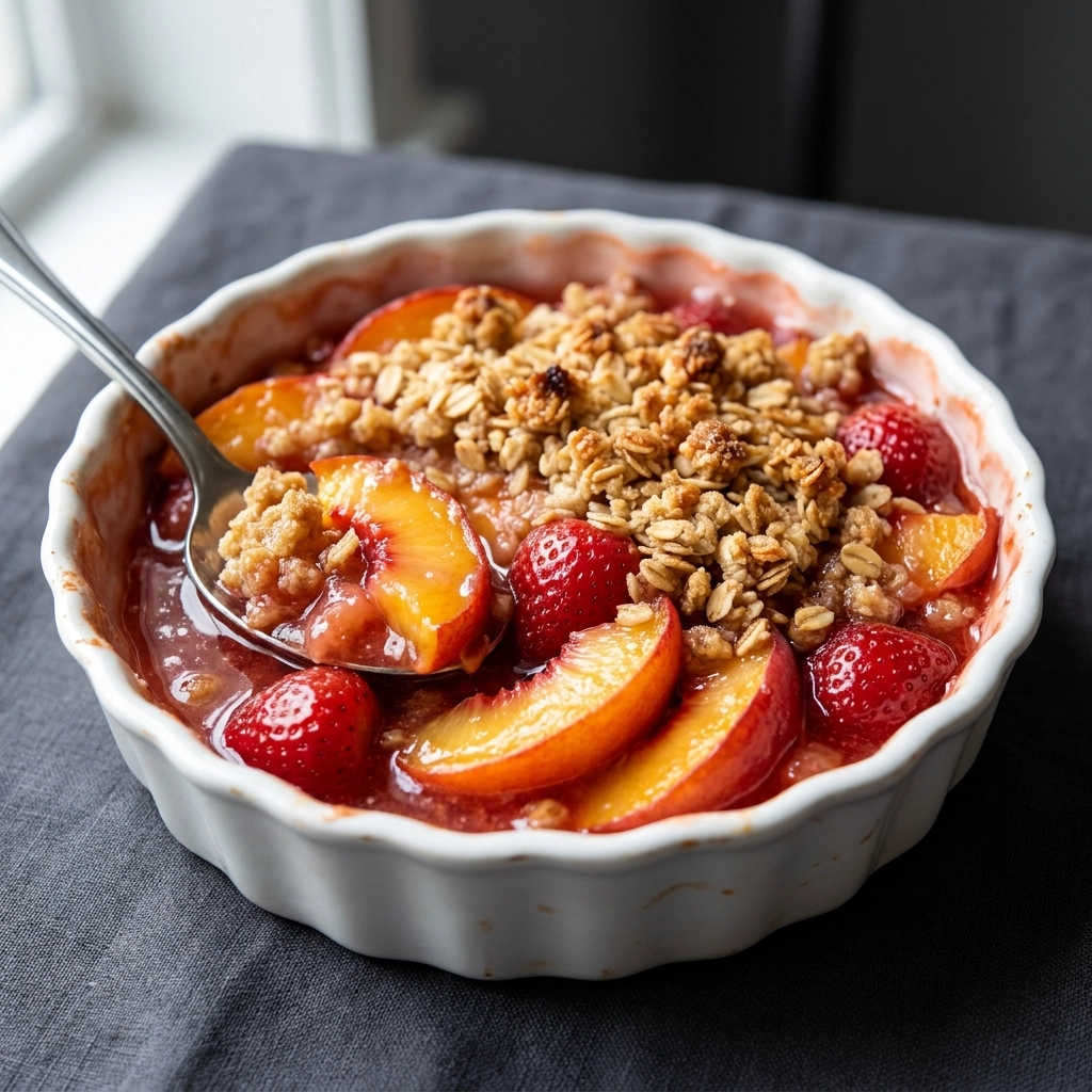 Strawberry Peach Crisp – A Warm and Comforting Dessert | Easy Summer Fruit Crisp