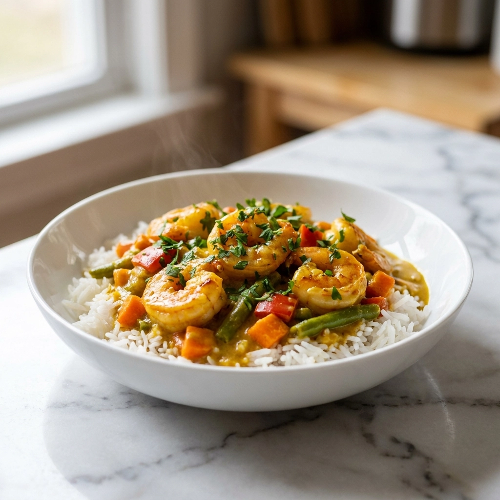Creamy Coconut Curry Shrimp Bowl | Easy 30 Minute Healthy Seafood Dinner