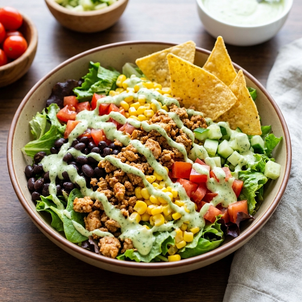 High-Protein Turkey Taco Salad with Zesty Lime Dressing | Healthy Meal Prep Lunch