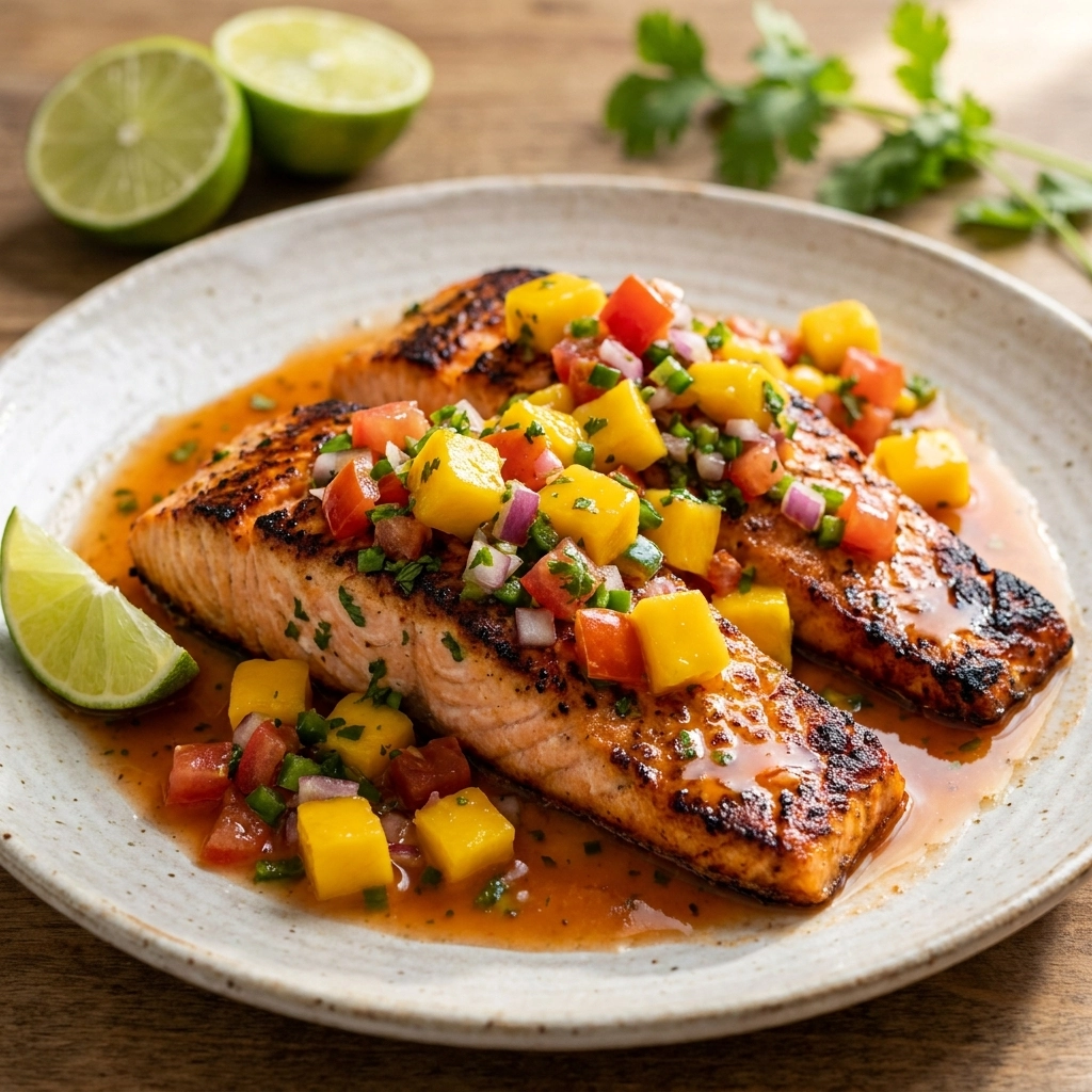 Flavorful Peach Mango Jalapeño Salsa Recipe for Grilled Fish Easy and Perfect | Summer Fruit Salsa