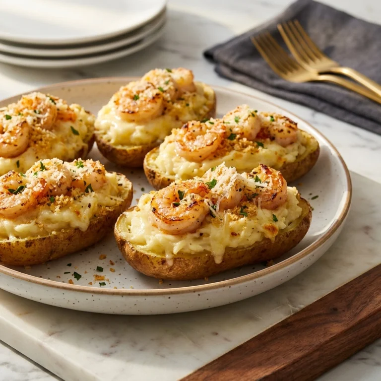 Garlic Parmesan Shrimp Stuffed Potatoes | Easy Seafood Dinner Ideas