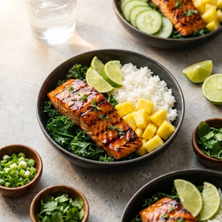 Teriyaki Salmon Pineapple Bowls | Healthy Tropical Dinner Idea