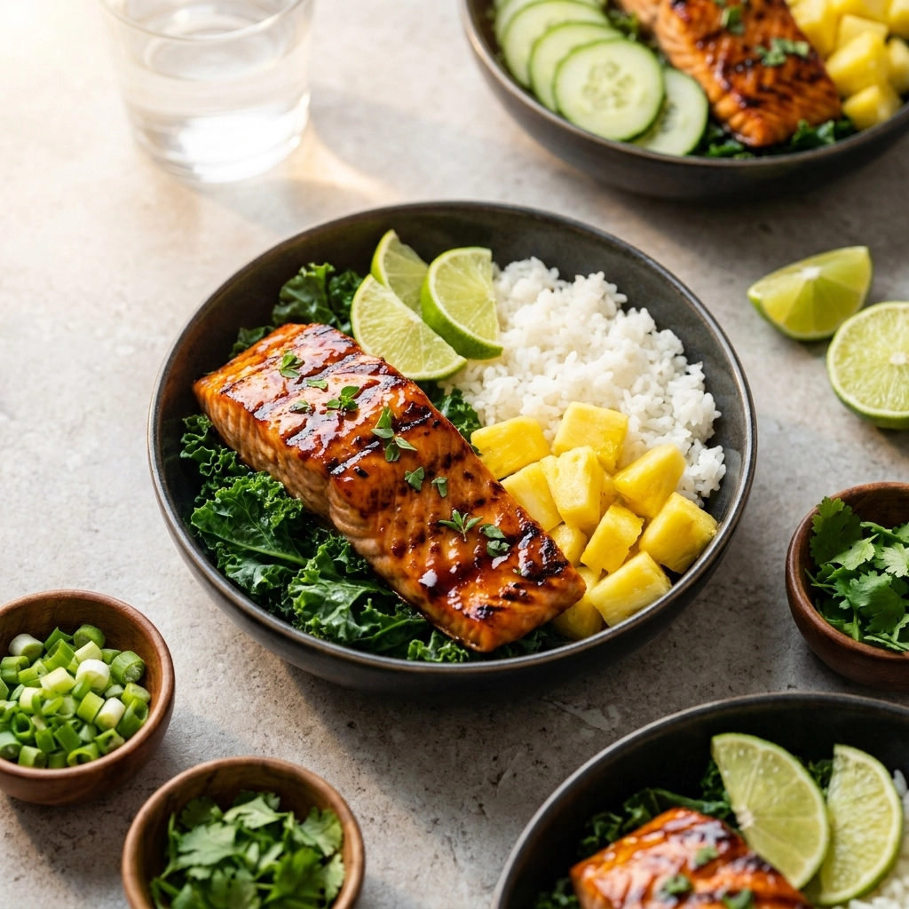 Teriyaki Salmon Pineapple Bowls | Healthy Tropical Dinner Idea