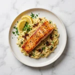 One-Pan Lemon Herb Salmon Orzo Bake | Easy Healthy Weeknight Dinner