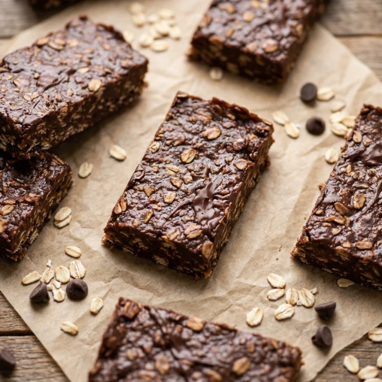 No Bake Peanut Butter Chocolate Oatmeal Bars | Easy Healthy Dessert Snacks