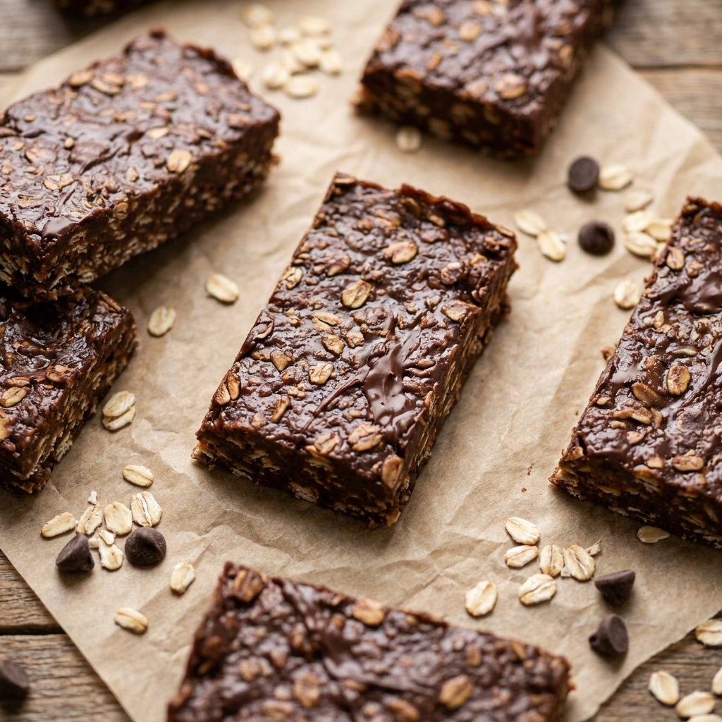 No Bake Peanut Butter Chocolate Oatmeal Bars | Easy Healthy Dessert Snacks