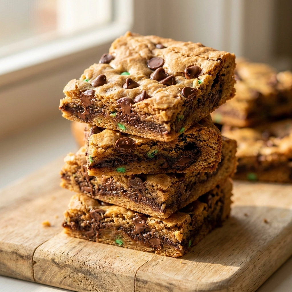 PATRICK'S DAY Chocolate Chip Cookie Bars | Easy St Patricks Day Dessert Ideas