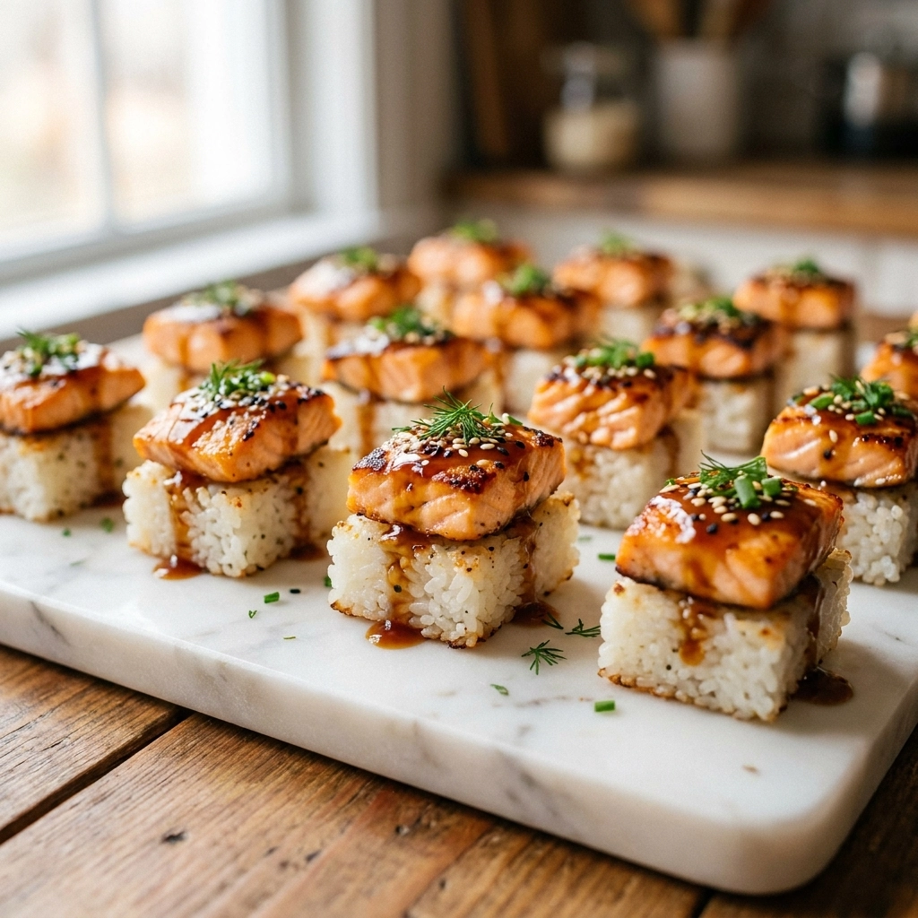 Oven-Baked Salmon Sushi Bites: The Ultimate Fusion Appetizer | Easy Sushi Party Food
