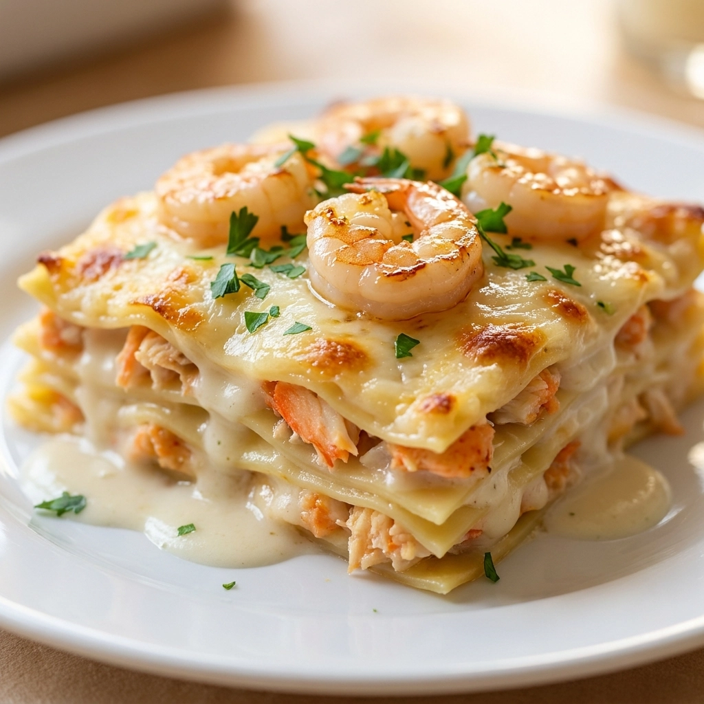 Creamy Shrimp & Crab Lasagna | Decadent Seafood Pasta Bake Recipe