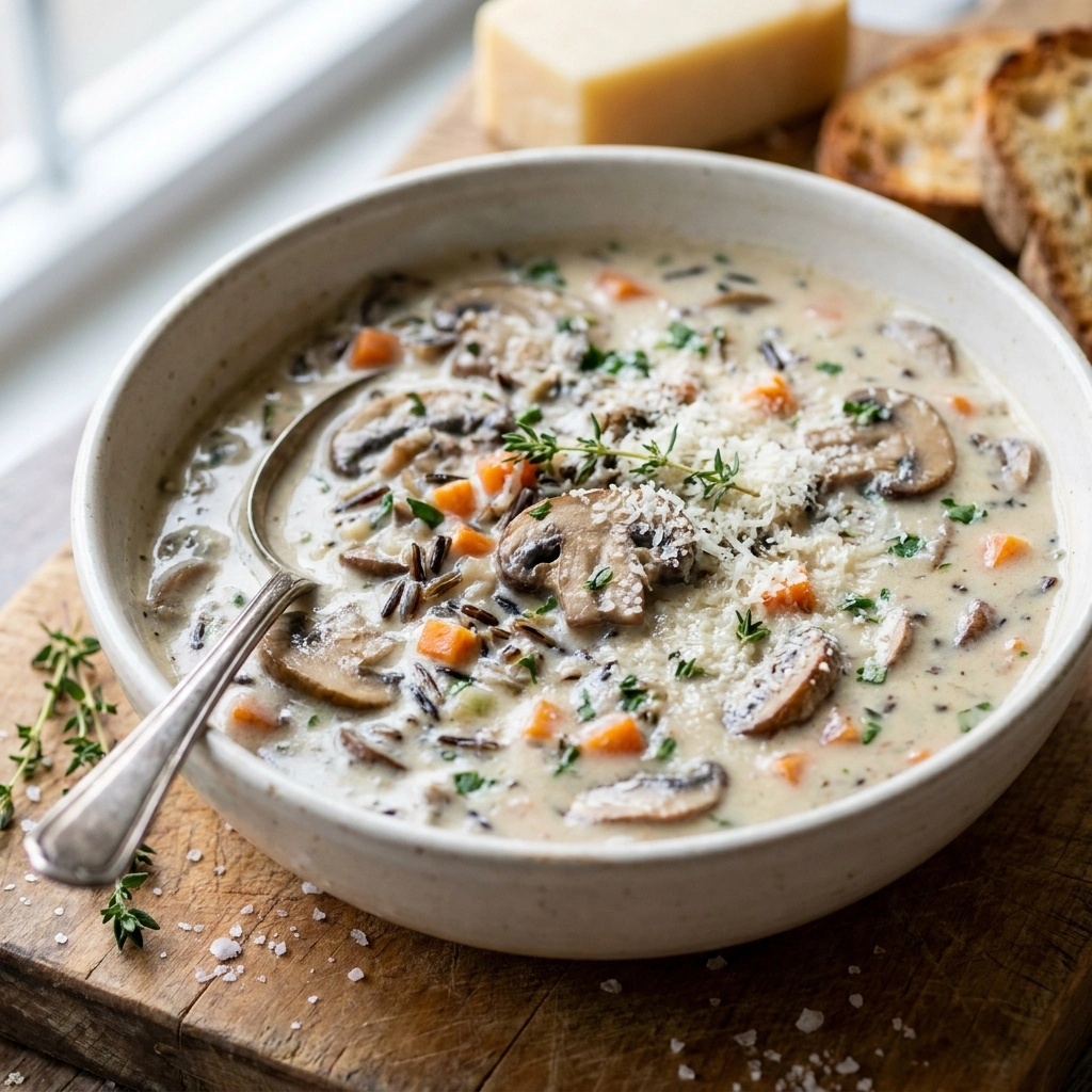 Creamy Mushroom Wild Rice Soup | Cozy Autumn Comfort Food Recipe