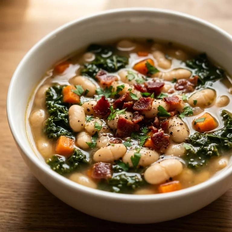 Creamy Tuscan White Bean Soup with Fresh Kale and Garlic | Healthy Vegan Soup