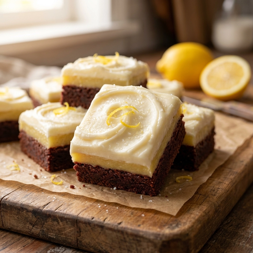 Zesty Frosted Lemon Brownies | Easy Lemon Dessert Bars Recipe