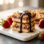 Chocolate Covered Strawberry Crumb Bars | Easy Strawberry Dessert Bars Recipe