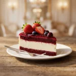 Creamy Red Velvet Strawberry Cheesecake with Fresh Berry Glaze | Dessert Recipe