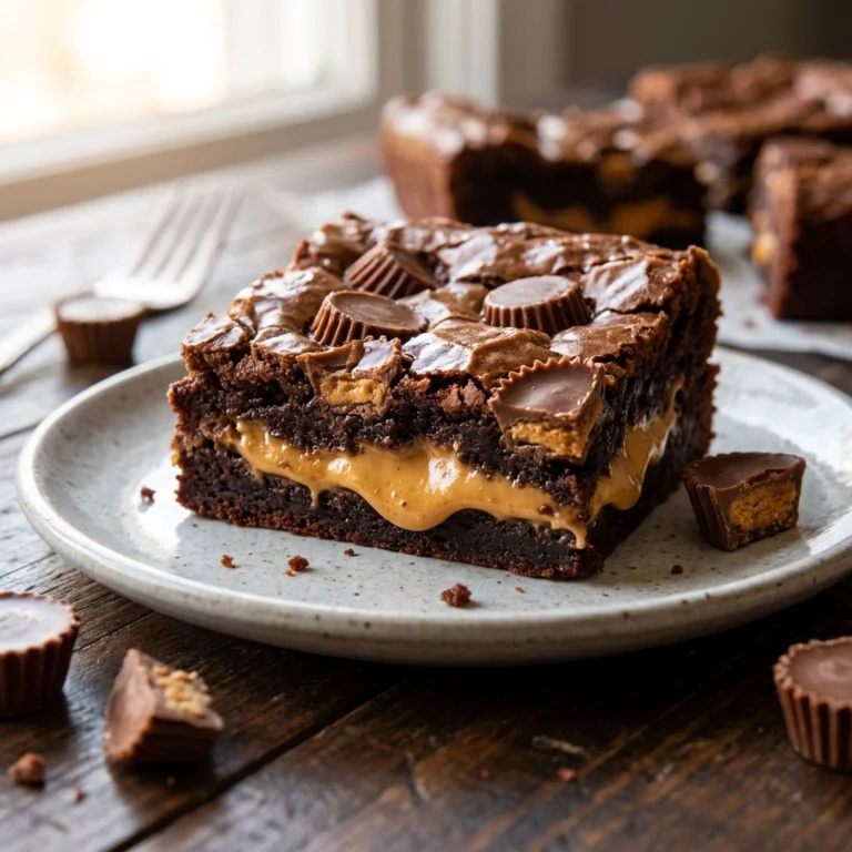 Decadent Reese’s Stuffed Brownies with Molten Peanut Butter Center | Easy Dessert Recipe