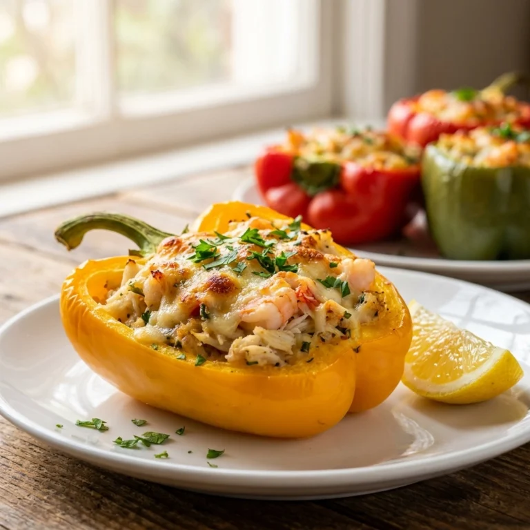 Crab and Shrimp Stuffed Bell Peppers: A Gourmet Seafood Dinner | Easy Seafood Recipe