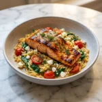Delicious Mediterranean Salmon Feta Orzo Recipe | Healthy Seafood Dinner Ideas