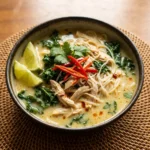 Creamy Thai Chicken Coconut Noodle Soup with Fresh Lime | Easy Thai Soup Recipe
