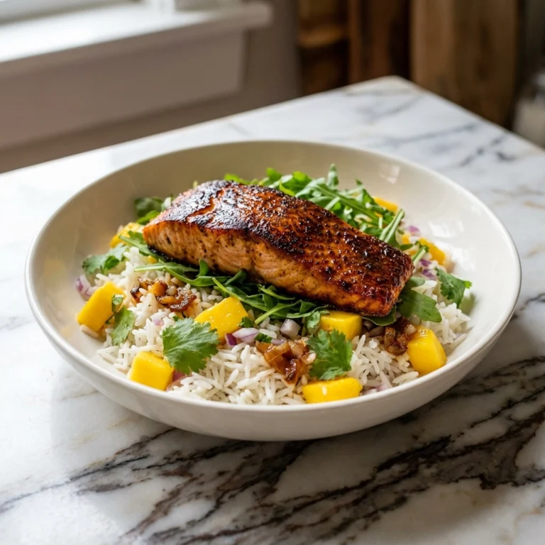 Blackened Salmon Mango Rice Salad | Healthy Summer Dinner Ideas