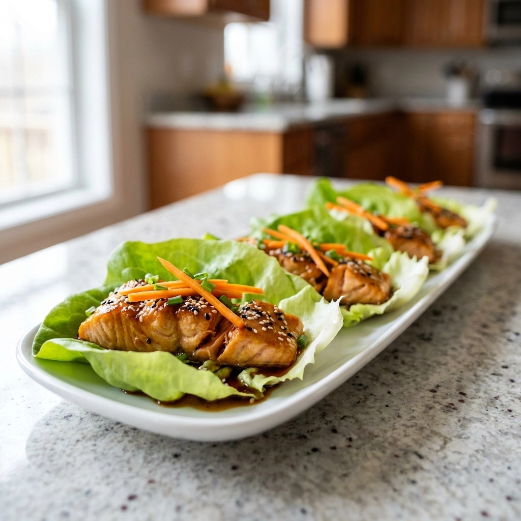 Sesame Ginger Salmon Lettuce Cups | Healthy Low Carb Dinner Idea
